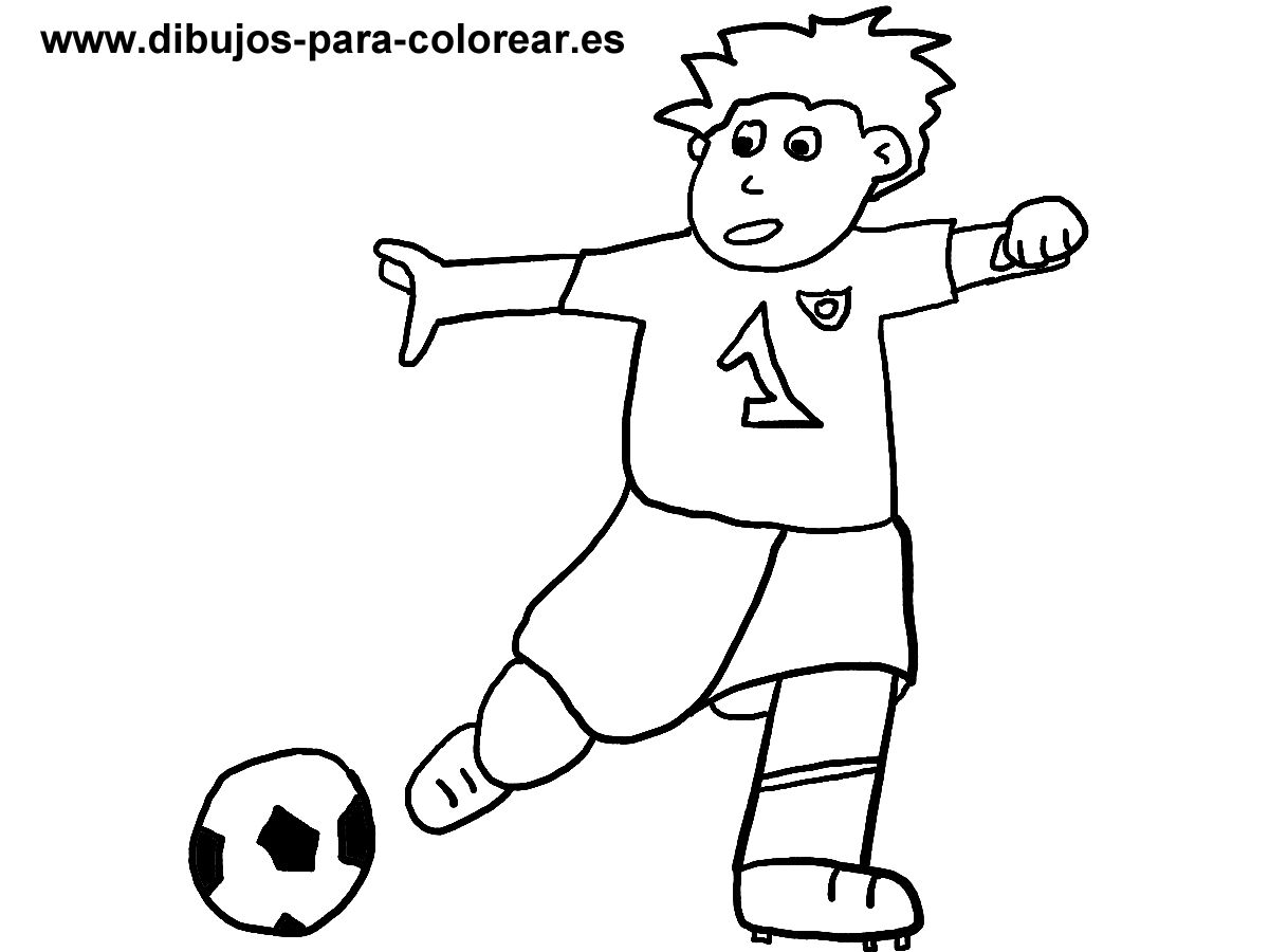 Dibujos para colorear - niño jugando futbol balon
